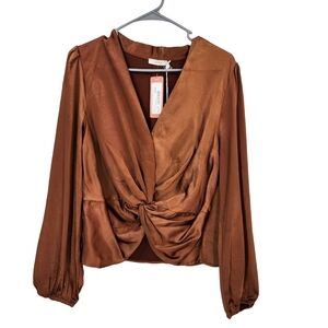 Lush Women's Cognac Twist Front Top - L (10-12)